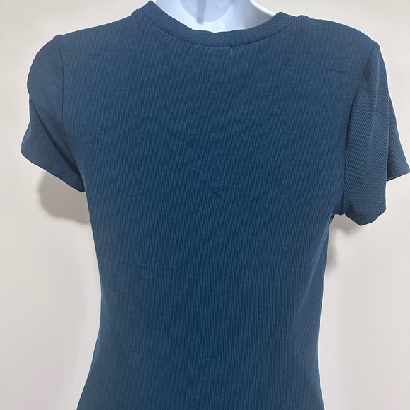 Anthropologie Bordeaux Teal Blue Ribbed Knit Dress - Picture 8 of 11